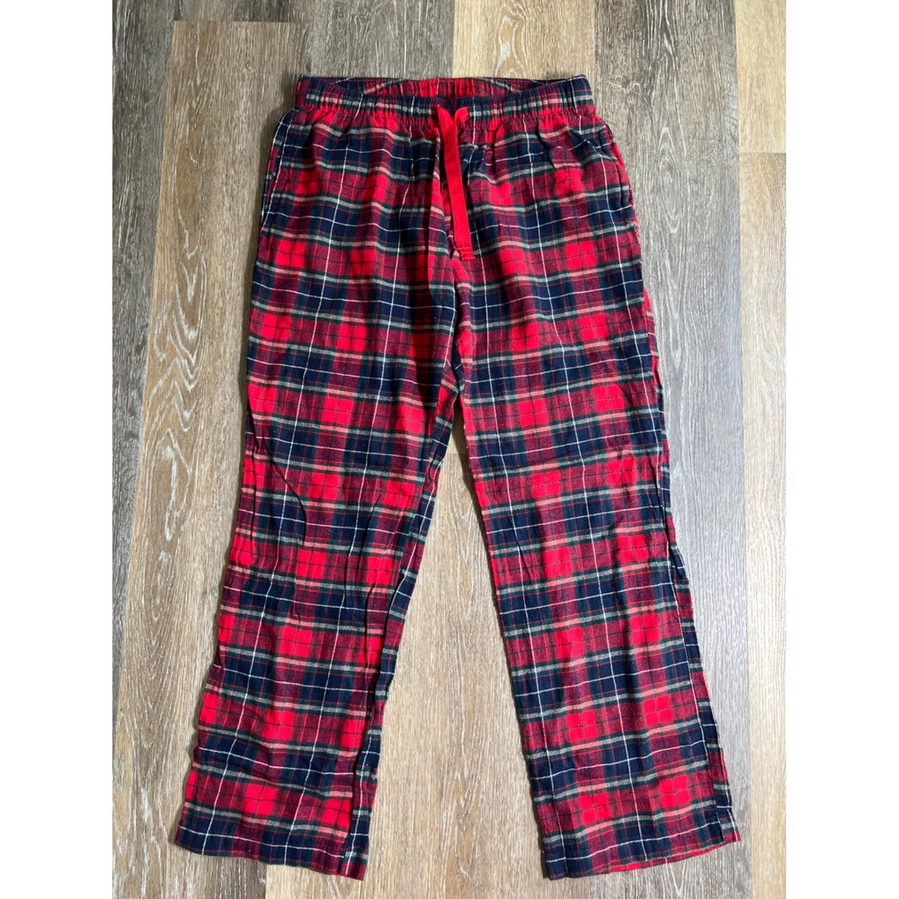 Old Navy Pajama Pants Mens Small Red Plaid Flannel Drawstring Sleep Bottoms